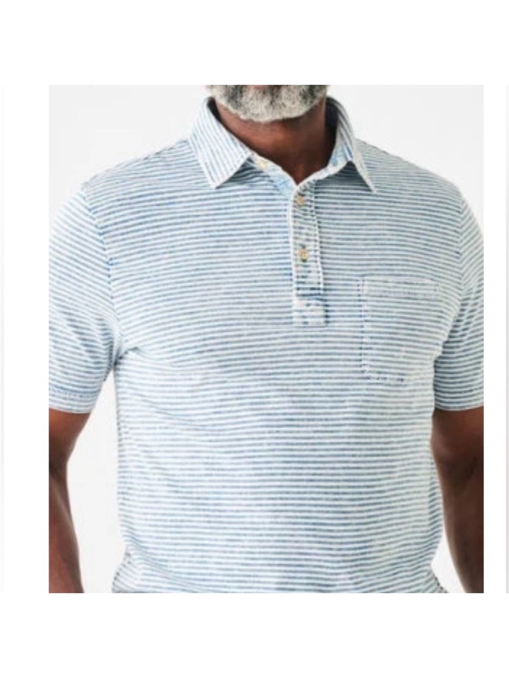 Mens Faherty  Striped Salt Wash Cotton Polo Shirt Medium